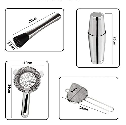 AMYHY Cocktail Shaker 8pcs Barmixer Kit, professionelle Edelstahl-Stab-Werkzeug-Set Bartending Kit ideal for die… – Bild 4