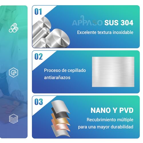 APPASO Grifo de Cocina, Níquel Cepillado de Acero Inoxidable SUS304 Mezclador para Fregadero, Grifos para Fregadero de Cocina de Alto Arco Llaves para Fregadero de Cocina con Placa de Cubierta