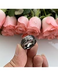 Wow Jewelers - Anillos de tungsteno para hombre y mujer, 0.236 in, 0.315 in, acabado mate, bordes biselados, ajuste cómodo