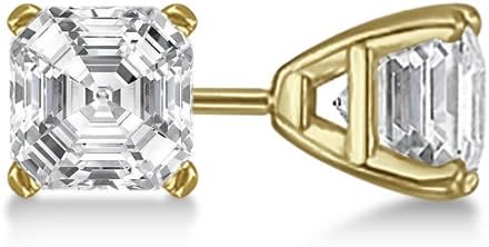 0.50ct. Asscher-Cut Diamond Stud Earrings 14kt Yellow Gold (H, SI1-SI2)