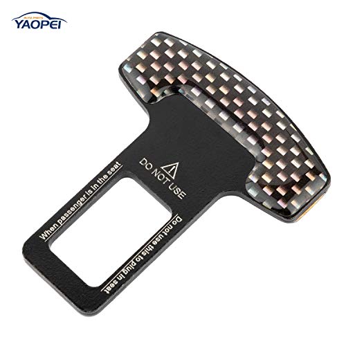 YAOPEI 2 PCS Seat Belt Buckle Clip Clamp,Universal Vehicle Mounted Carbon Fiber Blue Spun Car Safety Seat Belt Buckle Clip for Truck Pickup SUV BMW Jeep and more Vehicles