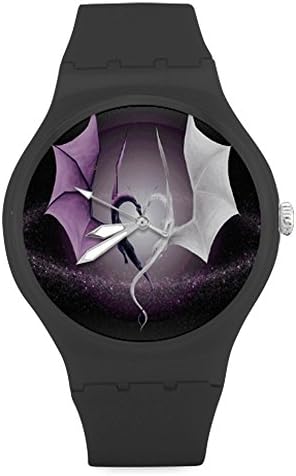 Birthday/Christmas Day Gifts Fantasys Dragons Love Unisex Round Rubber Sport Watch,Watch Face Diameter: 1.58"
