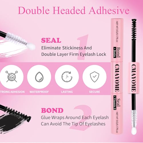 Eyelash Extension Kit 640pcs Individual Eyelashes Kit Cluster Lashes Individual CLuster 9-16mm DIY Eyelash Extension Kit with Lash Bond and Remover, Tweezers, Double-Ended Brush (30D-40D-50D)