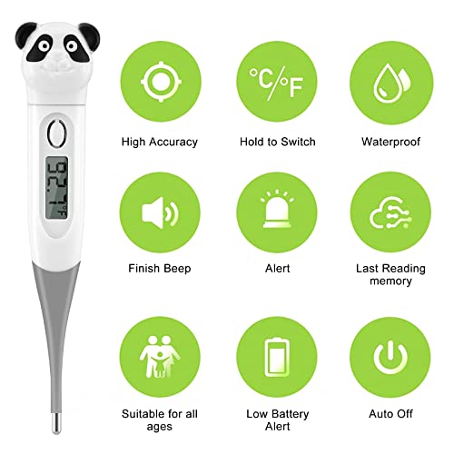 Digital Thermometer, Accurate Oral Underarm Rectal Temperature Thermometer, Flexible Tip