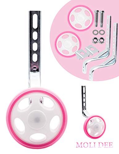 MOLI DEE! Sports & Outdoors Bicycle Training Wheels for Kids, Adjustable for 14 16 18 20 inch Bike. A Perfect stabilizer Accessories Package for Kid(Pink)