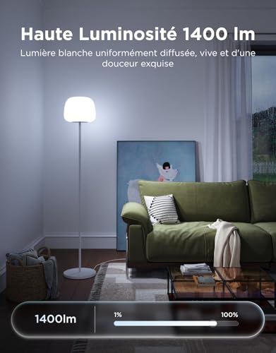 Govee Lantern Floor Lamp, RGBICWW LED Halo Lighting Floor Lamp & 1000 Scenes, Adjustable 1000K-10000K & 1400lm, Matter & Alexa Compatible, 160 cm Lamp for Living Room & Bedroom, Silicone, White