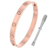 MARAT Brands Designer Inspired Oval Love Bangle Bracelet Yellow/White/Rose Gold with Screw- USA Seller