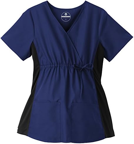 Trust Your Journey F3 Fundamentals by White Swan Women's Maternity Mock Wrap Solid Scrub Top XX-Large New Navy