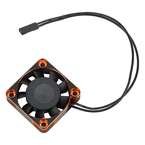 VGEBY RC Cooling Fan, 40 x 40 x 10mm Aluminum & Plastic 16000RPM Remote Control Cooling Fan RC Upgrade Parts Accessories for 1/10 1/8 RC Car(Black Orange) Model Toy