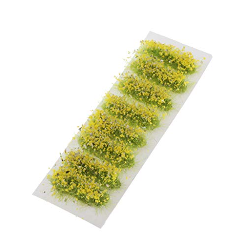 Hellery Miniatur Wiesen Blumen Büschel Selbstklebende Statische Gras Büschel Und Streifen Set - Gelb