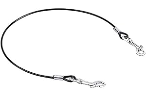 Mogoko Pet Dog Car Seat Belt Restraint, Coated Stainless Steel Chew Proof Dog Vehicle Safety Tether Cable, Double Clip No-Chew Pet Car Leash Lead-24 Inch Black