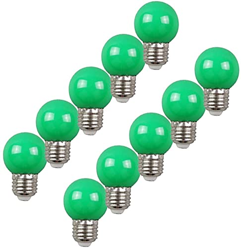 Aiwerttes 10 Pack Colored Bulbs 2W E27 G45 Lighting Bulbs LED Golf Ball Bulb Lamp AC220V Non-dimmable,Green Bulbs for Decorative,Wedding, Halloween, Christmas, Party