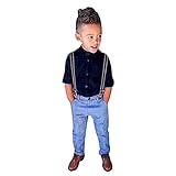 FEITONG 1Set Kids Baby Boys Long Sleeve T-Shirt Tops+Braces+ Long Pants (4T / 4Years)
