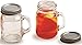 Circleware Mason Jar Mug Shot Handles and Metal Lids Set of 6 Heavy Base Glassware Drinking Glass Cups for Whiskey, Vodka, Brandy, Bourbon & Best Selling Bar Liquor, 5 oz, Clear