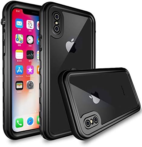 MQOUNY Waterproof Case for iPhone X Waterproof case,for iPhone Xs Waterproof Case, Full Body Protective IP68 Underwater Shockproof Dirtproof Waterproof Case Compatible with iPhone X/XS (Black)