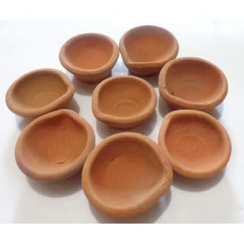 Shakyamuni Terracotta Clay Diya for Puja Mitti Diya for Navratri Home Decoration Eco Friendly Diwali Candle (Pack of 50)