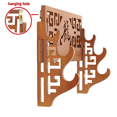 FOXSMZZ Bamboo Sword Dragon Frame Wall Mounted Samurai Sword Japanese Style Samurai Sword Display Rack Hanger 3 Layers - Thumbnail 4