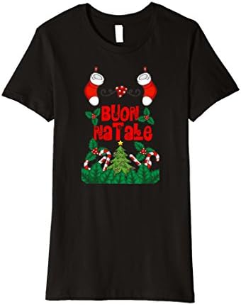 Womens Buon Natale Merry Christmas Italian Holiday T Shirt Medium Black