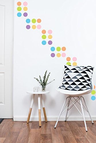 Polka Dot Wall Decals Multicolor Pastel (220 2 inch Decals) Easy Peel and Stick Matte Finish Removable Decals Safe on Painted Walls