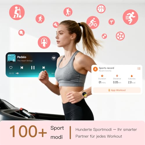 2026 Smartwatch Women's ECG/Blood Pressure, 1.32 Inch AOD Health Watch AI Dial & AI Smart Q&A, Bluetooth Calls/Sleep/Pulse/HRV/SpO₂/BMI/Stress/Menstrual Cycle, 100+ Sports Modes, Small, Round Fitness