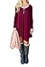 ReachMe Women's Casual Loose T Shirt Dress Long Sleeve Tunic Dress with Lace Trim(Burgundy,M)