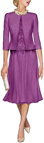 Danadress Women's 2017 Chiffon Lace A-Line Mother Of The Bride Dresses With Jacket 03 (US22, Violet)