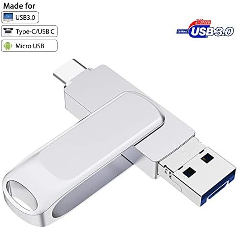 Usb Memory Stick 128gb USB 3.0 + Micro USB + USB C memory stick, Metal 3 in 1 Type c USB Flash Driver with Key Chain for Samsung Galaxy S8, S7/S7 Edge, Note 8 MacBook PC Android(128gb)