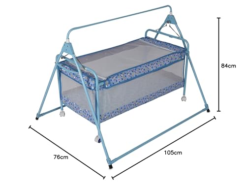 Natraj Sleepwell Baby Cradle, Swing, Ghodiya, Palna, Jhula, Totil - Sturdy Frame, Hammock Style, Compact Folding, Breathable Net Cover, Anti-Skid Pad, 0 to 12 Months - CC31-STD (L Blue) 3