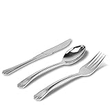 DecorRack Plastic Silverware Set, 144 pieces -BPA FREE- Heavyweight Fancy Silver Finish Disposable Dinnerware, Elegant Silver Plastic Cutlery, Plastic Utensils Set for Wedding, Catering, Party