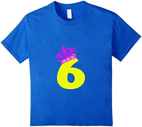 Kids Birthday Princess 6 Years Old T-Shirt Cute Girl Gift Crown 8 Royal Blue