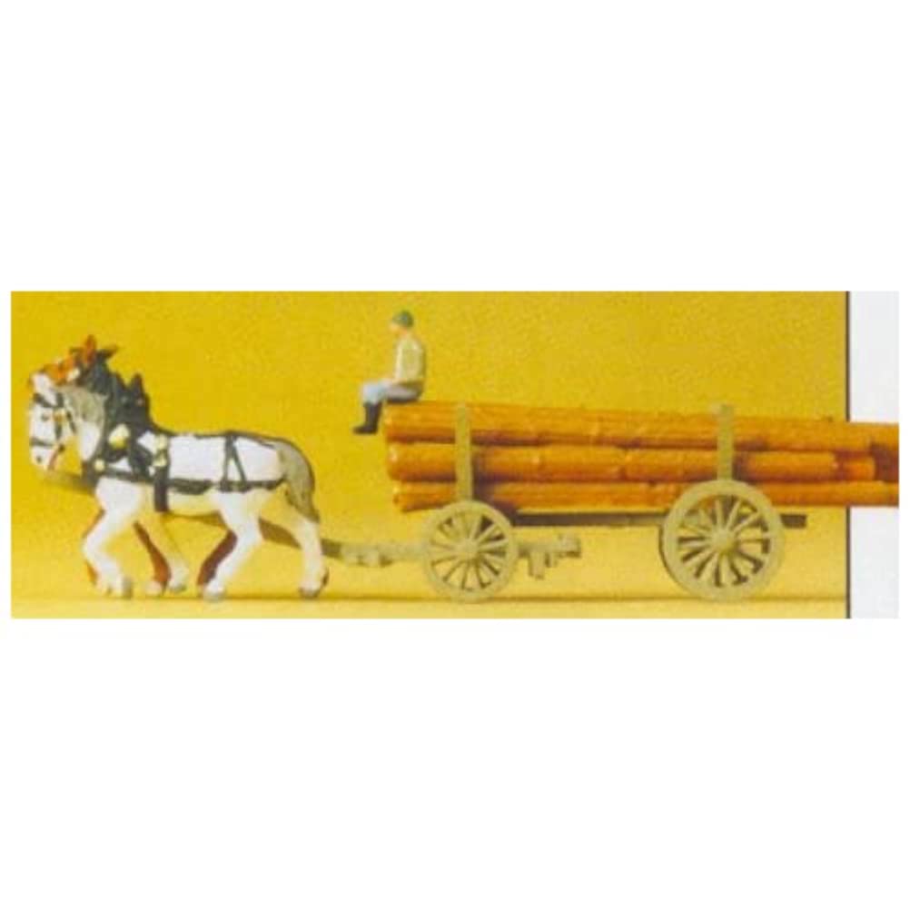 Preiser 79477 Horse Drawn Log Wagon
