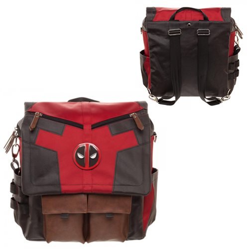 Marvel Deadpool Costume Inspired Utility Convertible Backpack Crossbody Messenger Bag