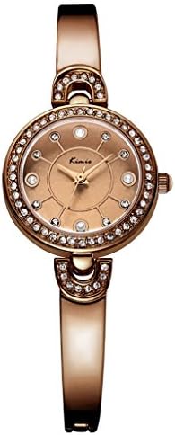Tidoo Simply Rhinestone Women Wrist Watch Bracelet Watch Copper