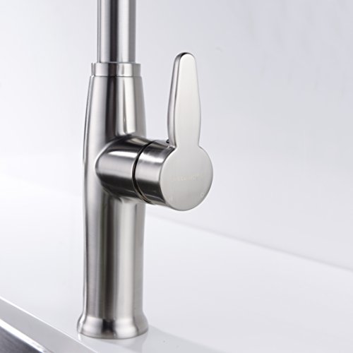 New Kitchen Faucet Brushed Nickel with Pull Out Sprayer Delle Rosa Single High Handle Located Pre-rinse Kitchen Sink Faucet - Thumbnail 7