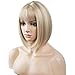 RightOn Classical Short Straight Women Girls Brown Synthetic Wig With Wig Cap (Linen Blonde)