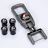 Kaolele 5 Pcs Metal Car Wheel Tire Valve Stem Caps for Toyota TRD Fj Cruiser, Supercharger, Tundra, Tacoma, 4runner,Yaris,Camry Highlander Avalon with Key Chain Logo Styling Decoration Accessories