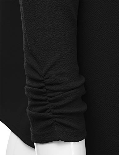EIMIN Women's Lightweight Stretch 3/4 Sleeve Blazer Open Front Jacket Black L