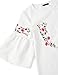 Floerns Women's Floral Embroidery Loose Blouse Bell Sleeve Top White S