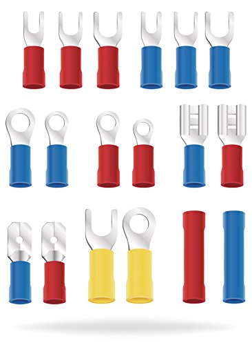 InstallGear 520pcs Crimp Ring Terminal Connectors Kit with Spade Terminals, Fork Terminals, Ring Terminals and Butt Connectors