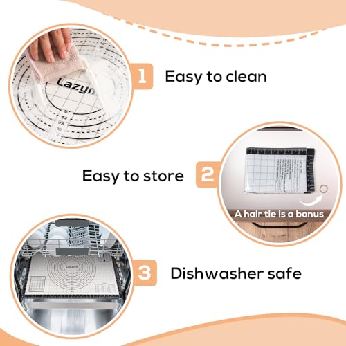 Lazymi Large Non-Stick Baking Mat, Silicone, Non-Slip Dough Mat, Rolling Mat, Silicone Mat, Baking Film, Baking Paper, Work Mat with Measurement 71 x 51 cm for Fondant, Pizza, Bread Mat, BPA Free