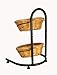 FixtureDisplays 3 Tier Wicker Basket Metal Stand with Sign Clips, Market Basket Storage Organizer 19425