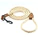 Mile High Life Dog Leash | Braided Cotton Rope Dog Leashes with Leather Tailor Tip | 4 Feet Dog Leash w Heavy Duty Metal Clasp | Wedding Dog Leash (Light Brown, 48 Inches)