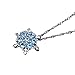 Snowflake Pendant Necklace,Haluoo 925 Sterling Silver Pendant Necklace Women Delicate Rhinestone Snowflake Pendant Chain Dainty Cubic Zirconia Romantic Lewelry Gift Xmas Gifts (Blue)thumb 2