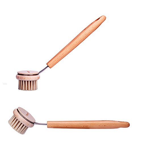 Comfysail 1PC Wooden Dish-washing Brush Hanging Dish Brush with Long Handle Cup Wok Brush Home Kitchen Cleaning Tool