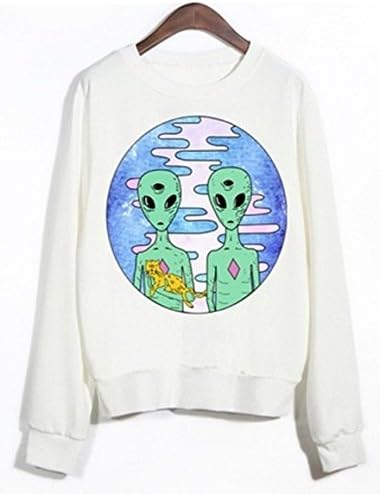 HGentrepreneur Cute Women Lady Sweater Alien Nebula Sweatshirt T Shirts (S)