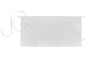 Xornis 1 Pack Waist Aprons with 3 Pockets Waitress Server Waiter Half Short, White