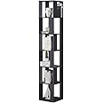 RVEE Rotating Bookshelf 360°, 6 Tier Corner Bookcase for Living Room Floor Bookcase Wooden Bookshelf Home Office Corner Tall Bookcase (Black)