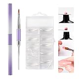 Vrenmol Poly Gel Nail Brush Dual-ended Slice Shape Tool with 100pcs Clear Dual Nail System Form Fake Nail Tips for UV Gel Nail Polish 10 Size
