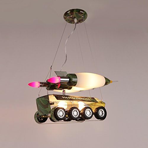 RENJZ LXSEHN Children's Room Tank Chandelier LED Iron Creative Cartoon Rocket Artillery Boy Girl Room Bedroom Lamp Eye Protection Ceiling Lights Pendant Beautiful Chandelier illumi