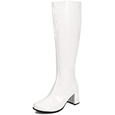 LIURUIJIA Women's Knee High Gogo Boots Block Heel Square Toe Disco Style | Side Zip, For 60s 70s Outfits, Chunky Fall Boots for Concerts, Festivals, Halloween, Cosplay, Parties &amp; Everyday Wear